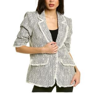 Cinq a Sept erin fringed boucle blazer 6